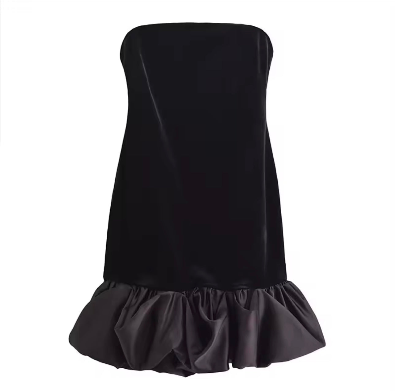 Satin tube black dress